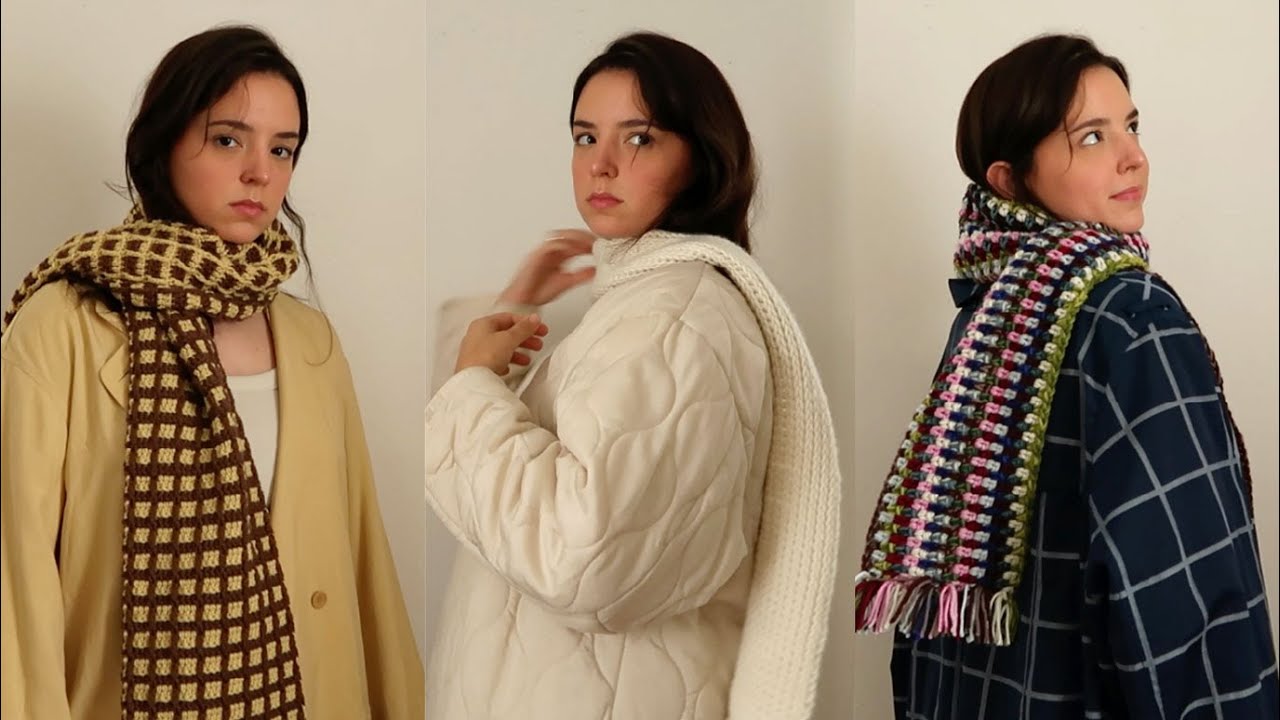 3 быстрых и простых вязаных крючком шарфа!!! (с инструкциями)
