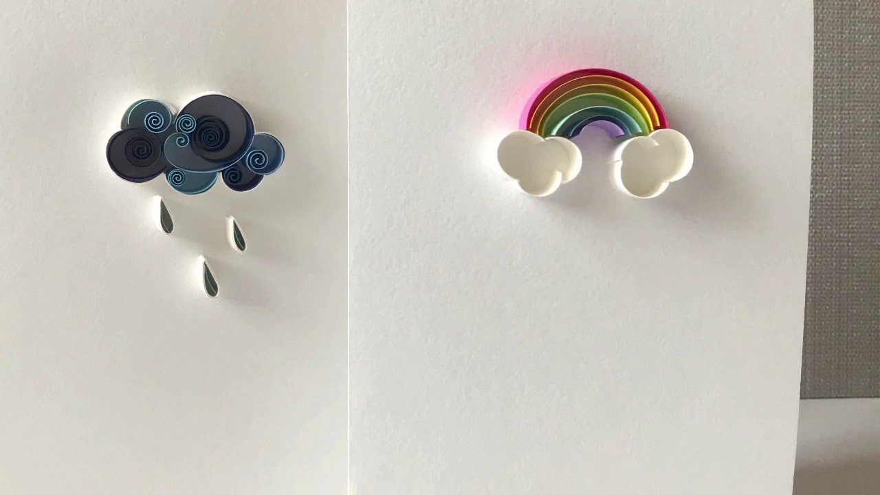 QllArt | Drawing a rainbow in quilling technique | Квиллинг радуга | Радужная открытка