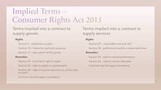 Implied terms  (Consumer Rights Act 2015) (summary)