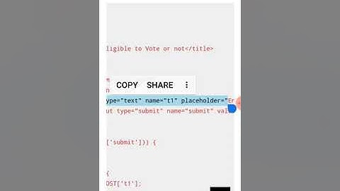 XII SCI Information technology.CH.5 Topic: PHP Program to check person is eligible to vote or not