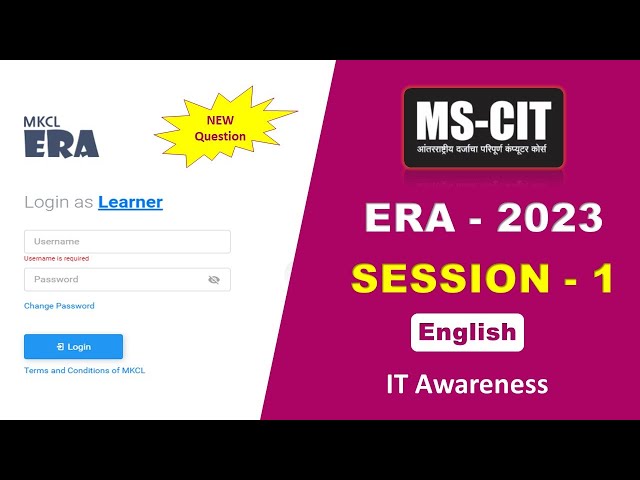 MS-CIT ERA Session – 1 English | mscit IT Awareness era session – 1 | new era Session 1 2023 class=