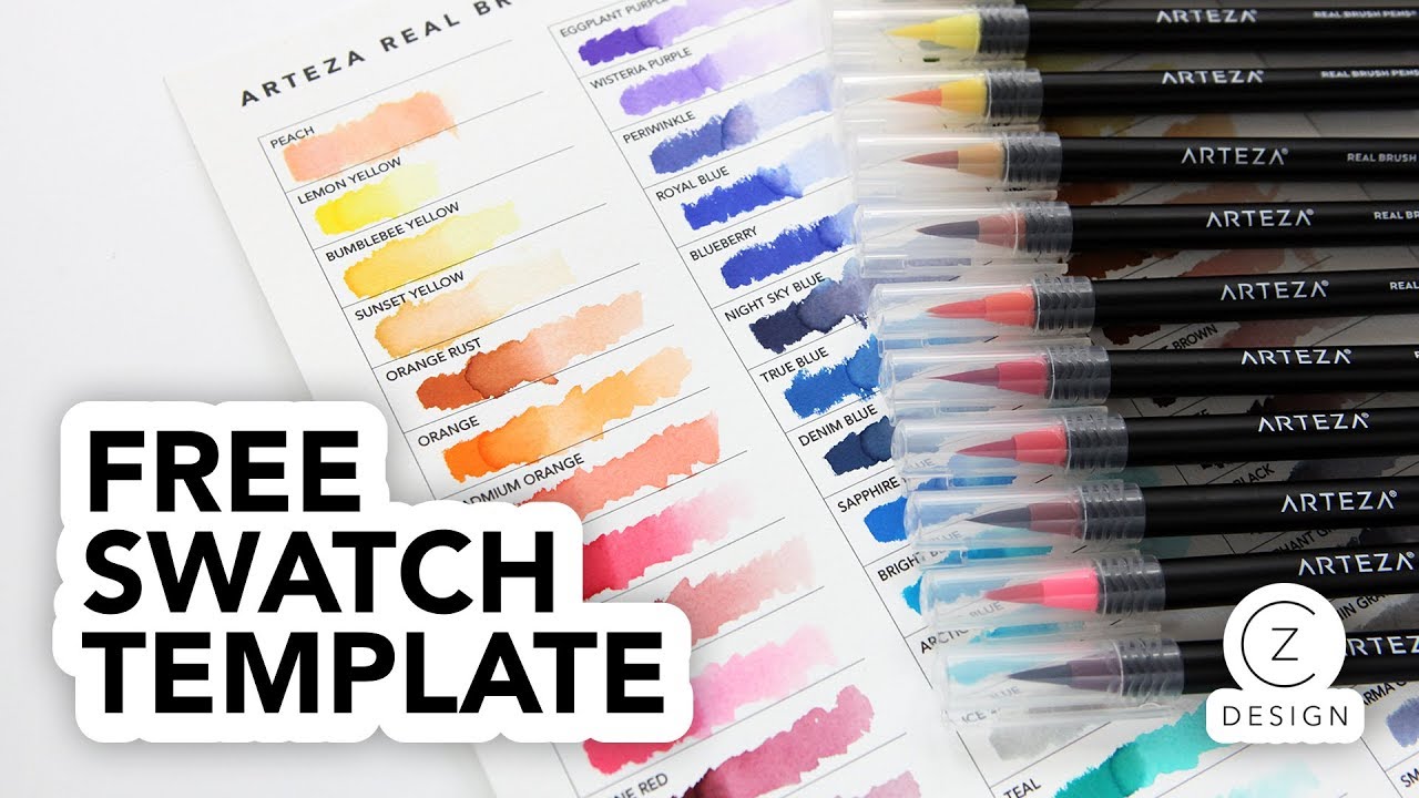 Free Arteza Real Brush Markers Swatch Chart + a simple card