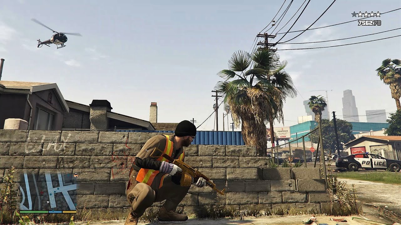 GTA 5 - Trevor VS Ballas & Five Star Cop Battle At Grove Street - YouTube