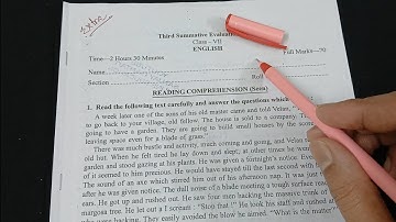 Class 7 English 3rd Unit Test Question Paper 2025 // Class 7 English 3rd Unit Test 2025 Suggestion