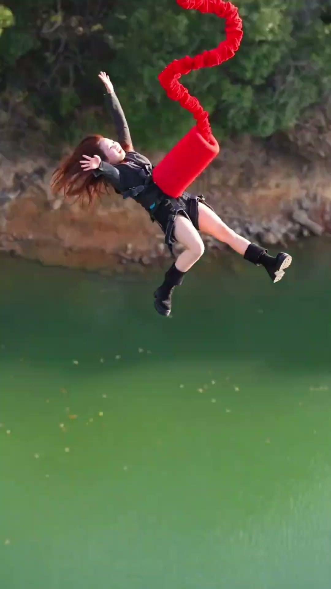 Bungee ??Jumping With Rope In Beautiful Place Adventures #shorts