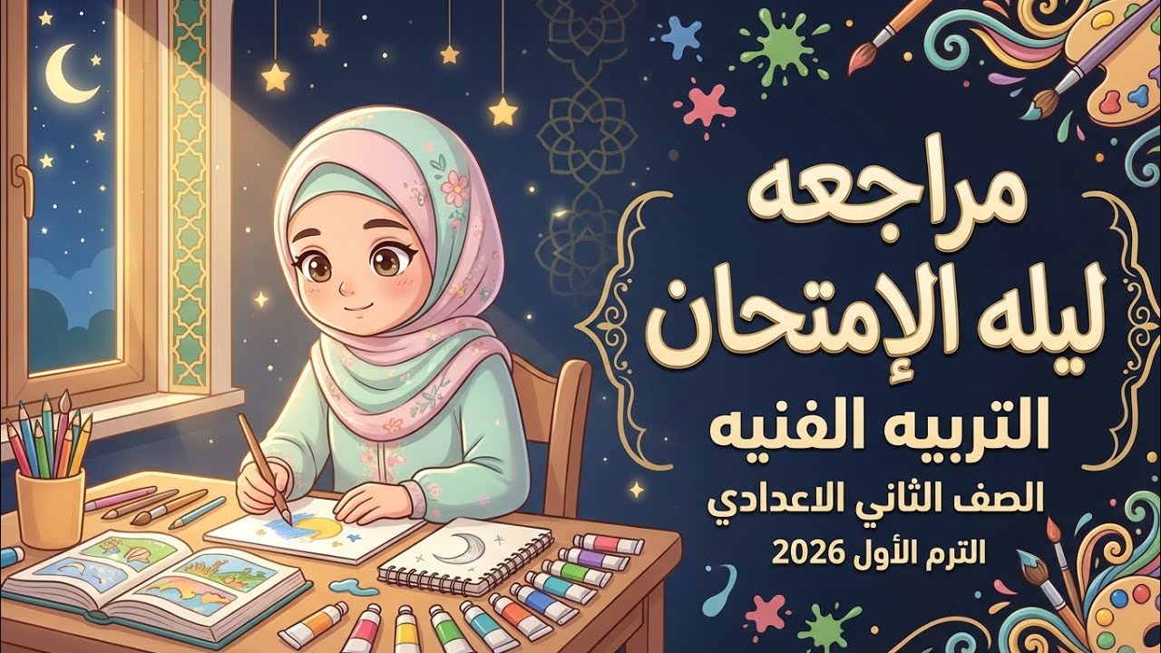 مراجعه ليلة الامتحان تربيه فنيه للصف الثاني الاعدادي ترم أول|مراجعه مقرر الرسم تانيه اعدادي نص السنه