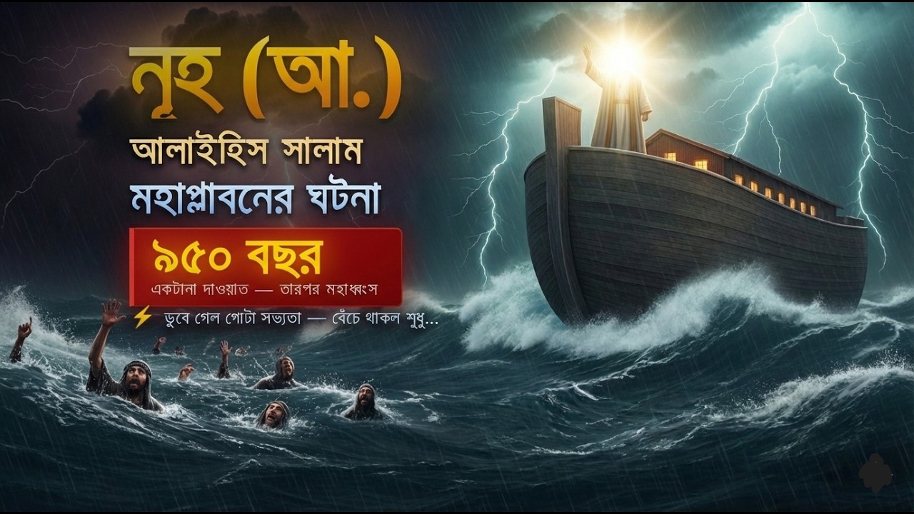 নূহ আ  এর মহাপ্লাবন  ৯৫০ বছরের দাওয়াত ও গোটা সভ্যতার ধ্বংস  সম্পূর্ণ ঘটনা