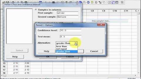 Dependent Pair T Test using Minitab