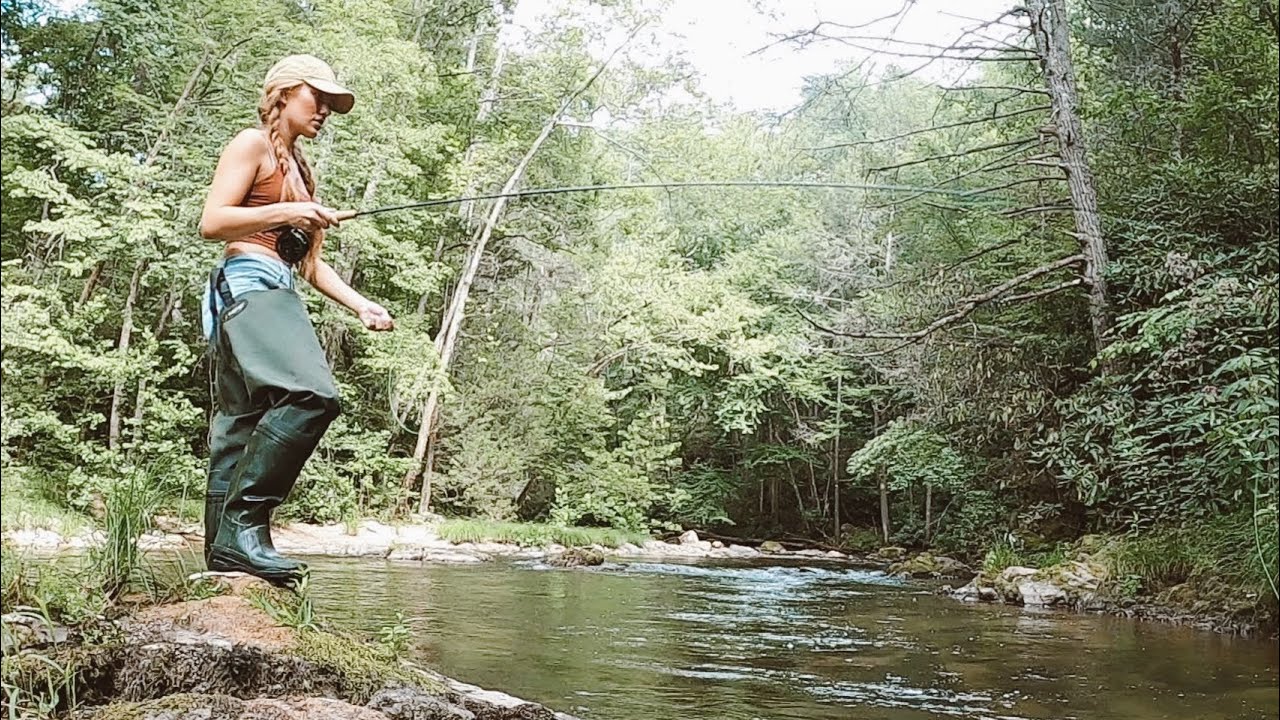 FLY FISHING MOUNTAIN STREAMS FOR TROUT! || Lil Red Heidi Hood