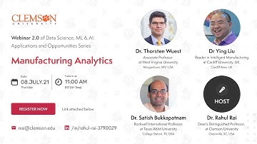 Data Science, Machine Learning and AI: Applications Webinar 2: Manufacturing Analytics