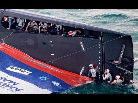 ⁣AC75 capsize compilation #America'sCup capsizes