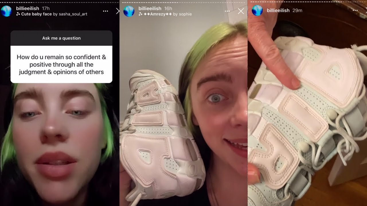 Billie Eilish FULL Insta story are the shoes pink and white or mint