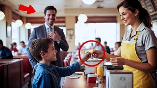 Waitress Accepts a Toy Coin from A Starving Boy for Food— What the Billionaire Says Next Shocks Her.