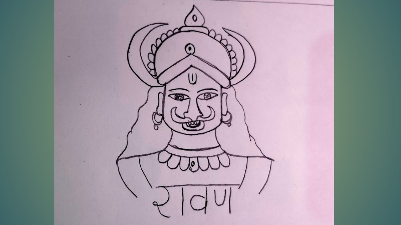 दशहरा पर रावण का चित्र बनाएं || Ravan drawing very easy