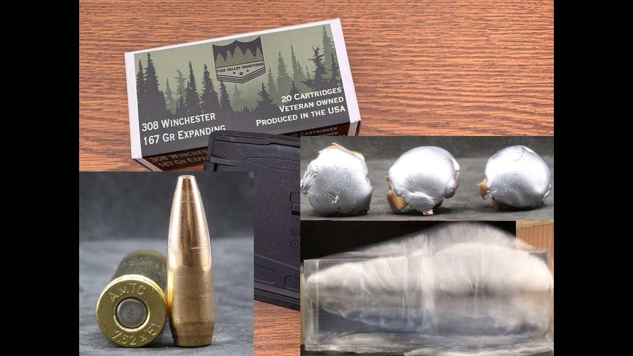 7.62x51mm (.308 Win), 167gr JHP, Pine Valley Munitions YouTube