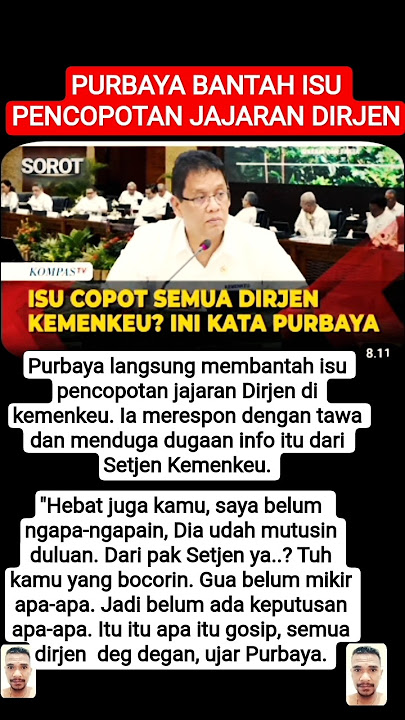 Purbaya bantah isu pencopotan Dirjen di kemenkeu❓