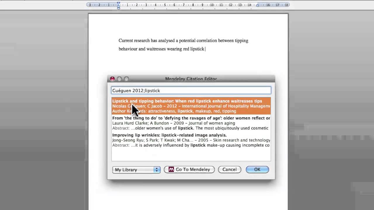 Mendeley MS Word Plug in Adding Citations YouTube