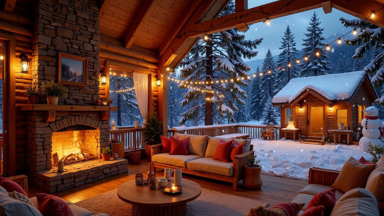 Cozy White Lounge Piano 2026 | Snowfall Night Ambience | 3 Hours Calm Relax