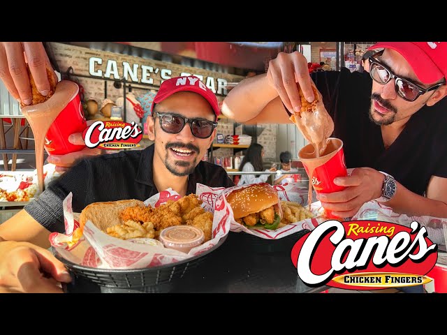FIRST TIME TRYING THIS VIRAL COMBO - Raising Canes Crispy Chicken u0026 Texas Bread in Dubai class=
