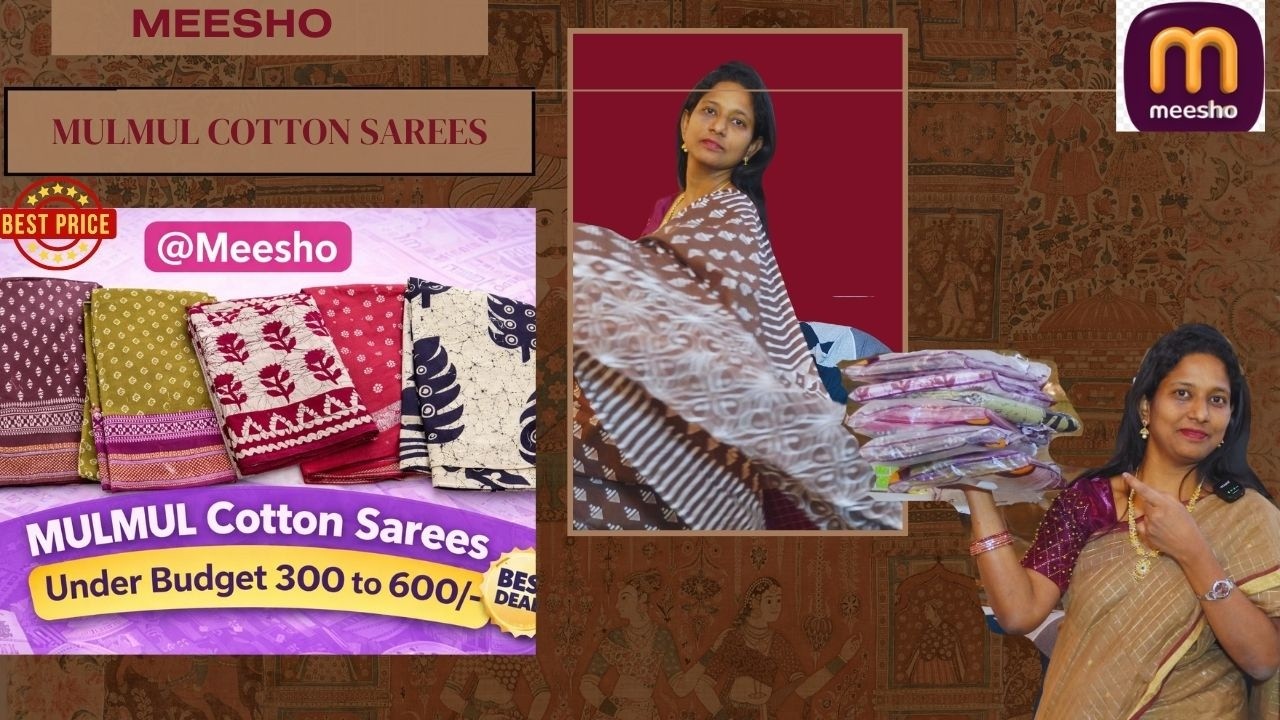 Mulmul Cotton Sarees Under ₹600 @|Meesho - Soft & Comfortable Daily Wear