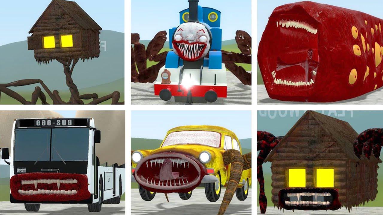 HOUSE HEAD, HOUSEHEAD BUS EATER, TRAIN EATER, SEA EATER VS ALL TREVOR HENDERSON BATTLE In GMOD!