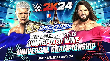 WWE 2K24 PS2 - Cody Rhodes vs Aj Styles Full Match - Backlash 2024