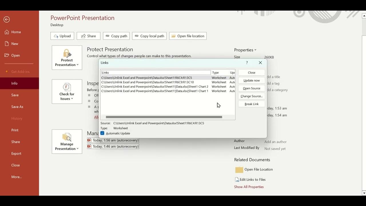 How to unlink excel and powerpoint youtube