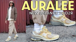LUXE AND SUBTLE! AURALEE NEW BALANCE 2002R Auralee Yellow Beige On Foot  Review and How to Style