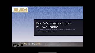 Epi iPrep 2-2 Basics of 2x2 Tables
