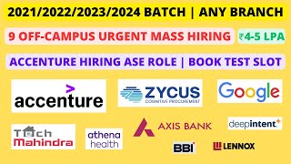 9 Off-Campus | Accenture Hiring ASE role | 2021/2022/2023 batch | Any Graduate