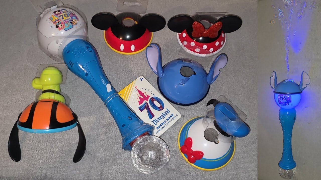 Disneyland Resort 70th Anniversary Bubble Wand All Hats Mickey Minnie Goofy Donald Duck and Stitch