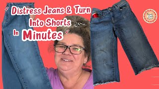 DIY - How To Distress Jeans & Fray The Bottoms Quick - It Only Takes Minutes