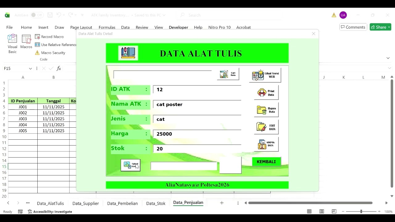 Demo Aplikasi ATK Family Inventory Berbasis VBA