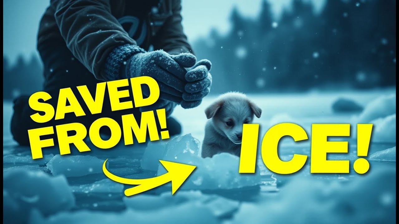 A Brave Man Fights to Save 6 Frozen Puppies Trapped Under Ice 