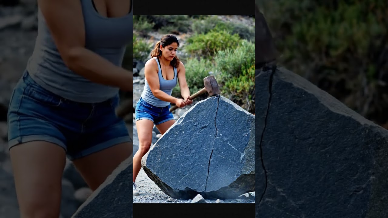 When a Deep Blue Stone Breaks Open and Nature Reveals Its Hidden Colors 💙🔨