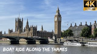 Viewing London From The River!!! Beautiful Boat Trip Along The Thames 🚤 May 2022 [4K]