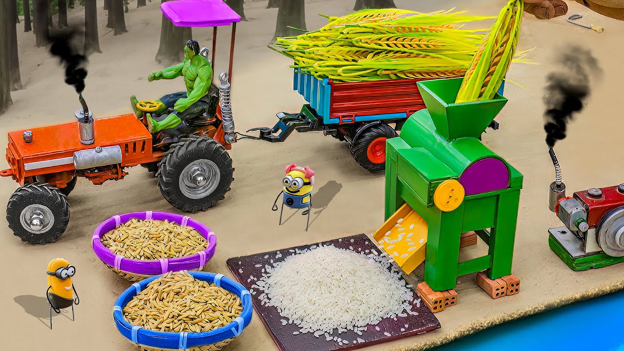40 MINS diy mini tractor making mini rice processing machine | DIY ...