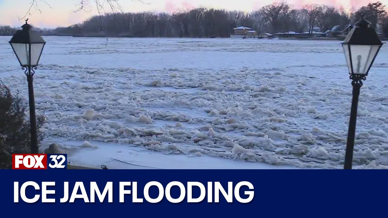 Chicago-area ice jam causing flood concerns along Kankakee River - YouTube