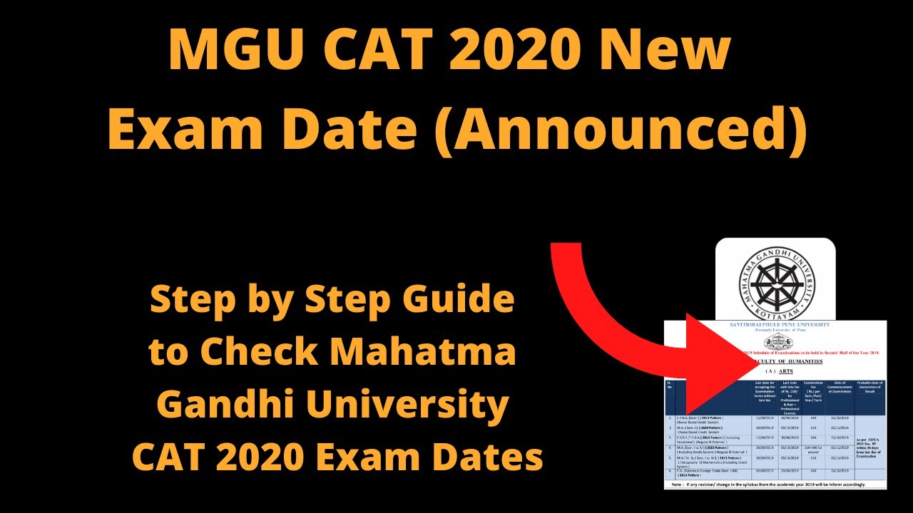 MGU CAT 2020 New Exam Date (Announced) - How to Check Mahatma Gandhi University CAT 2020 Exam Dates
