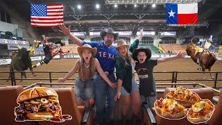 New Zealand Family see Bull Riding for the first time! (Trying TEXAS stadium food)