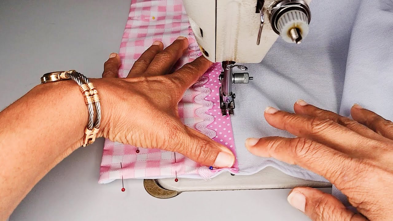 OUTRO Jeito de COSTURAR a SIANINHA no Barrado Pano de Prato - Costura Criativa Passo a Passo