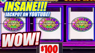 INSANE JACKPOT WINS ON TRIPLE DIAMOND SLOT MACHINE IN HIGH LIMIT ★