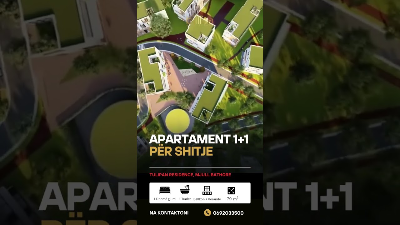 💥 Shitet, Super Apartament 1+1📌 Tulipan Residence, Mjull Bathore