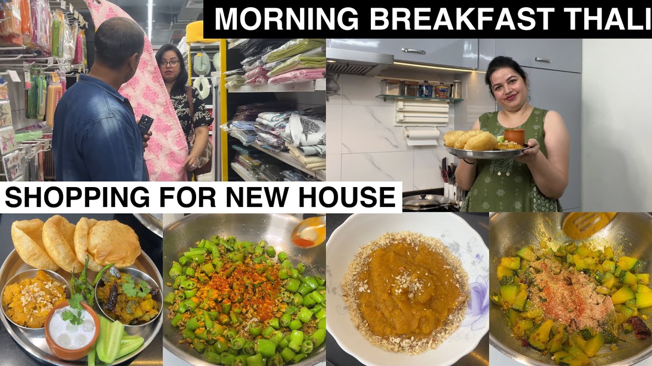 छुट्टी वाली MORNING BREAKFAST थाली | U.P. Style Breakfast Recipes | Shopping for NEW HOUSE 