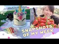 snapshots of my week; unicorn themed tea party, strawberry picking, VR night...