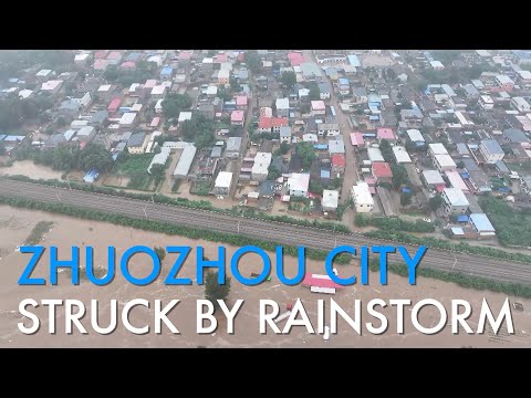 DRONE: Streets flooded in aftermath of typhoon Doksuri in Beijing's surrounding areas
