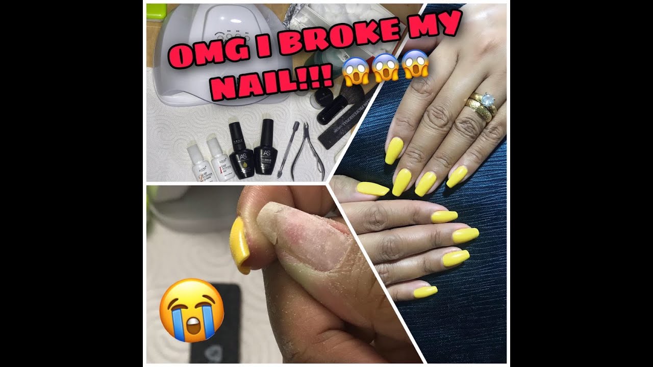 DIY FIXING MY BROKEN NAIL WITH A DIPPING POWDER DIPPING POWDER+GEL