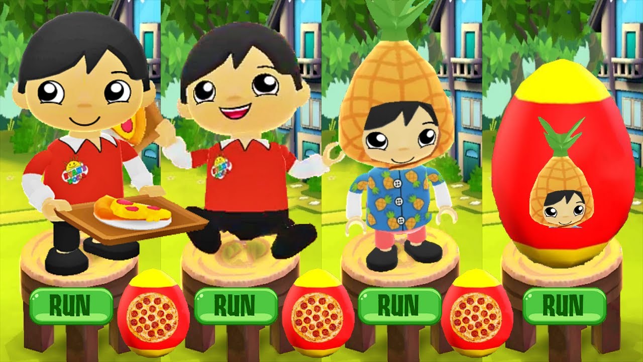 Tag with Ryan - Lunchtime Ryan vs Pineapple Ryan - Pizza Mystery Surprise Egg Search Video Gameplay