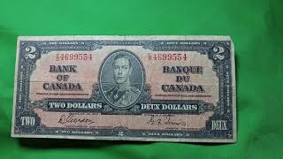 1937 2 dollar bill and 1954 1 dollar bill