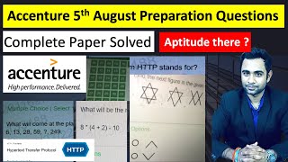 Accenture 5th August Preparation Questions | Complete Paper Solved | Accenture Mock Test